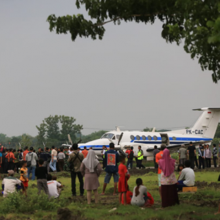 Bandara Ngloram Blora waktu ujicoba pendaratan pesawat. Lebaran tahun ini tak layani pemudik
