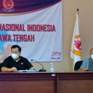 Ketua Komite Olahraga Nasional Indonesia (KONI) Jawa Tengah, Brigjen TNI (Purn) Subroto memberikan keterangan pers terkait target Jateng di PON Papua