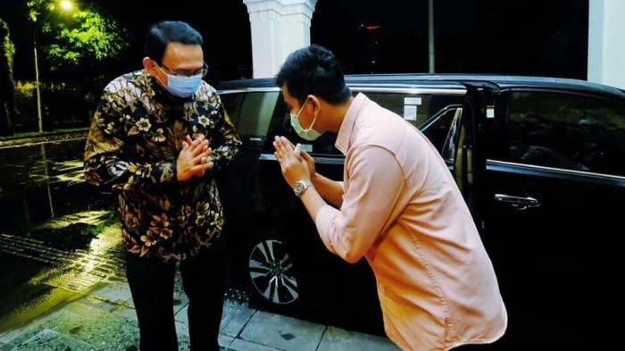 Ahok menyambangi Wali Kota Solo Gibran Rakabuming Raka di rumah dinas wali kota, Rabu (7/4).