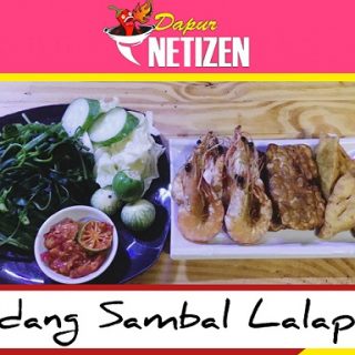 Menu lalapan Jawa Sunda, udang sambal lalapan yang lezat.