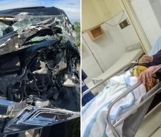 Mobil Ketua MUI Kecelakaan. (Twitter @na_dirs)