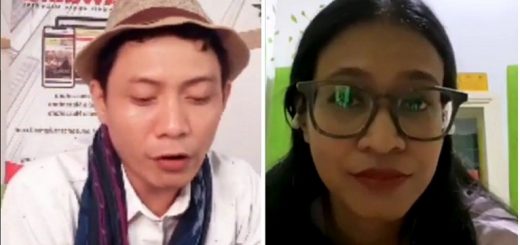 Endah N Rhesa (kanan) dipandu Rachman Polala (kiri) saat tampil di acara Ngosngosan, Jumat (10/9)