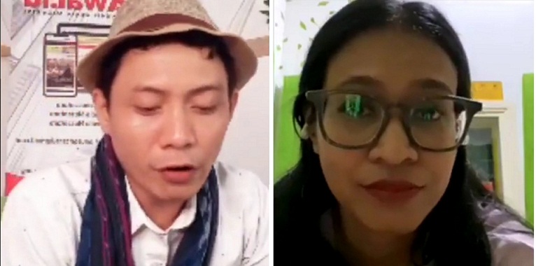 Endah N Rhesa (kanan) dipandu Rachman Polala (kiri) saat tampil di acara Ngosngosan, Jumat (10/9)