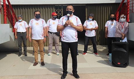 Ketua Umum KONI Kota Semarang Arnaz Agung Andrarasmara memberikan pengarahan kepada atlet Semarang yang tergabung di Program Semarang Emas.