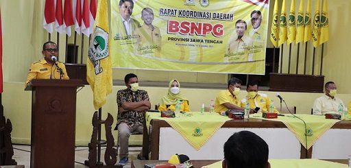 Rakorda Badan Saksi Nasional Partai Golkar (BSNPG) Jateng di Wisma Karya, Jalan Kyai Kota Semarang, Selasa (14/9).