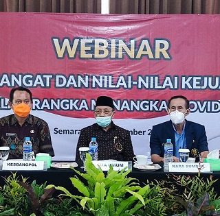 Webinar dengan tema "Jiwa Semangat dan Nilai Kejuangan 46 dalam Rangka Menangkal Covid-19" berlangsung di Wisma P4G Kampus 2 UPGRIS, Jalan Sriwijaya Semarang, Selasa (16/11)
