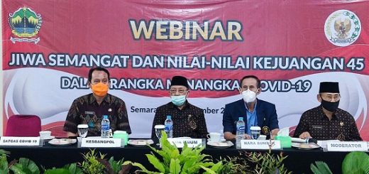 Webinar dengan tema "Jiwa Semangat dan Nilai Kejuangan 46 dalam Rangka Menangkal Covid-19" berlangsung di Wisma P4G Kampus 2 UPGRIS, Jalan Sriwijaya Semarang, Selasa (16/11)