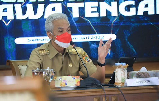 Rapat Satuan Tugas Penanganan Covid-19 berlangsung di Ruang Rapat Gedung A Kantor Pemprov Jateng, Senin (31/1), dipimpin Gubernur Jateng,, Ganjar Pranowo