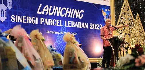 Gubernur Jateng, Ganjar Pranowo, melaunching Sinergi Parcel Lebaran atau gerakan penjualan parsel UMKM 2022 di Hotel Gumaya, Selasa (22/3)