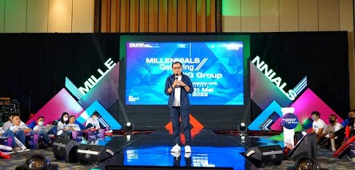Direktur Utama SIG, Donny Arsal pada acara Millennials Gathering SIG Group 2022 di Hotel Sheraton Jakarta, Selasa (31/5).