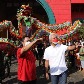 Gubernur Jawa Tengah Ganjar Pranowo hadir memeriahkan Festival Cheng Ho 2022 di Kelenteng Sam Poo Kong, Kota Semarang dimulai, Sabtu (30/7/2022)