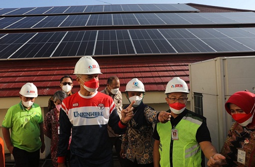 Ganjar saat menghadiri acara Amino Ijo Royo-Royo peluncuran Solar Cell, CNG dan Eco-Enzyme di RSJD Dr Amino Gondohutomo, Jumat (19/8)