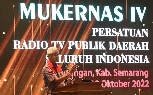 Gubernur Jawa Tengah, Ganjar Pranowo, membuka Muskernas IV Persada.id di Hotel Griya Persada, Bandungan, Kabupaten Semarang, Senin (18/10/2022)