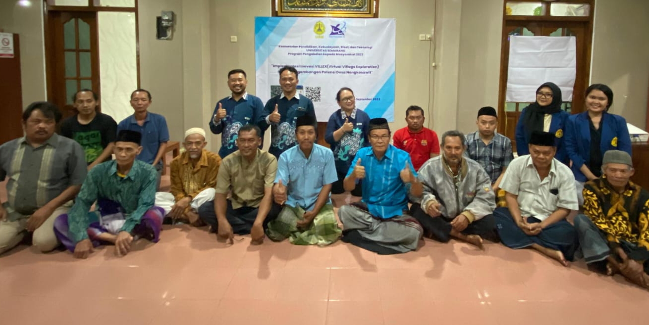 Tim PkM USM memberikan Pelatihan Pemanfaatan Aplikasi Villex 5.0 kepada warga Kampung Kepoh Kelurahan Nongkosawit, pada 26 September 2023.