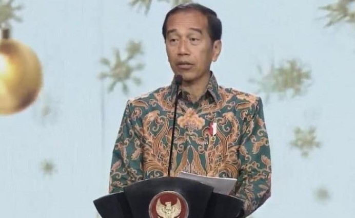 Presiden Joko Widodo (Jokowi) hadir dan memberikan sambutan pada Perayaan Natal Nasional di Gereja Grha Bethany, Nginden, Surabaya, Rabu (27/12)