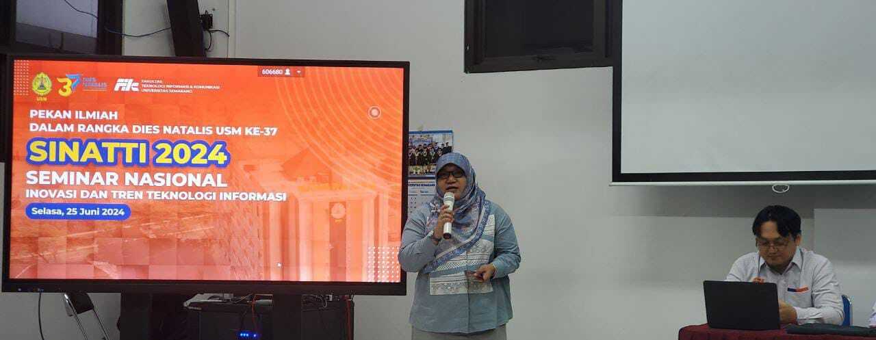Seminar Nasional Inovasi dan Tren Teknologi Informasi) yang digelar Jurusan Teknologi Informasi dan Komunikasi dari Fakultas Teknologi Informasi dan Komunikasi Universitas Semarang (FTIK USM), di Gedung M FTIK USM, pada 25 Juni 2024