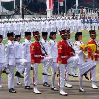 Ilustrasi pasukan pasukan pengibar bendera pusaka (Paskibraka)