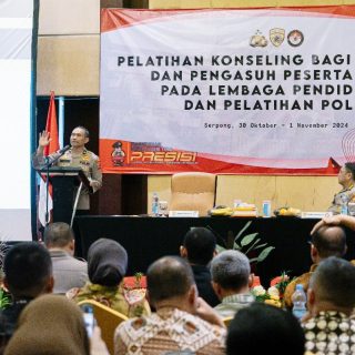 Kegiatan pelatihan konseling bagi pendidik dan pengasuh peserta didik pada Lembaga pendidikan dan pelatihan Polri di hotel Swiss-Belhotel Serpong, Tangerang Selatan, Banten berlangsung pada 30 Oktober - 1 November 2024. Kegiatan digelar oleh Biro Psikologi Staf Sumber Daya Manusia (SSDM) Polri